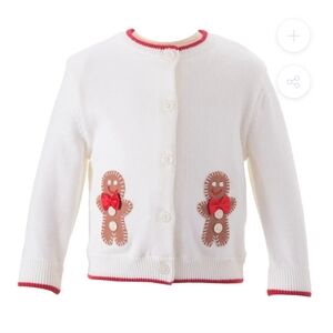 Rachel Riley White Cardigan with Gingerbread Appliqué Baby 12 Months Holiday